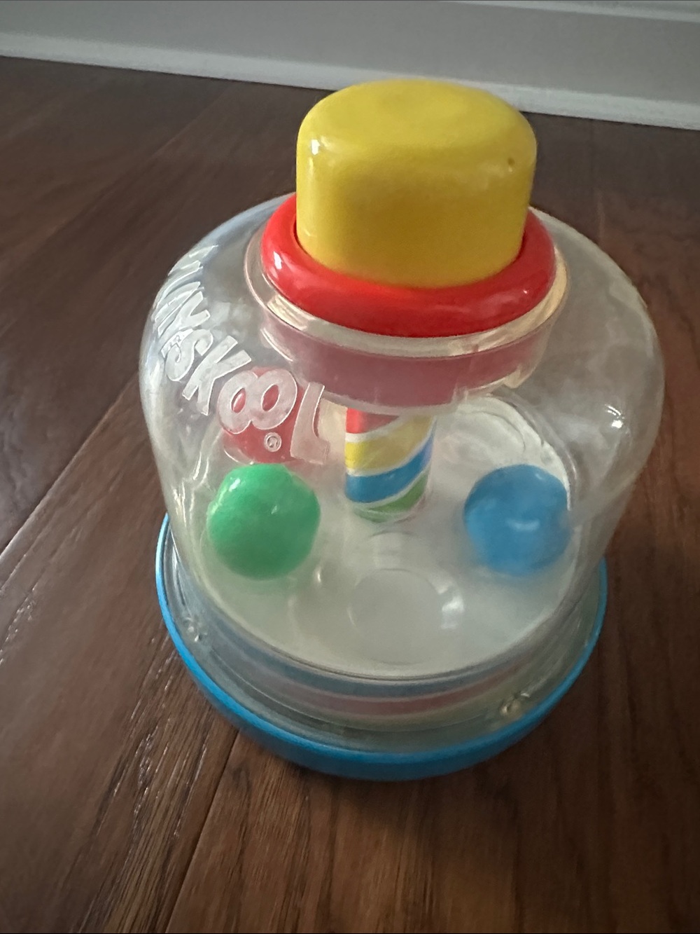 Fisher-Price Push-and-Pop Popper Toy with Yellow Top and Blue Base